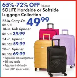 Boscov's SOLITE Hardside or Softside Luggage Collection offer