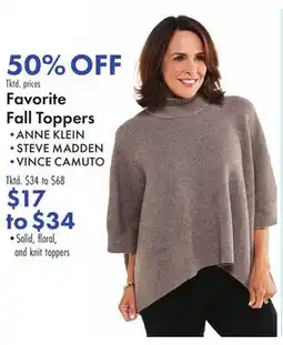 Boscov's Favorite Fall Toppers offer