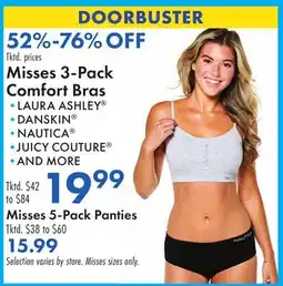 Boscov's Misses 3-Pack Comfort Bras offer