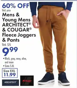 Boscov's Mens & Young Mens ARCHITECT & COUGAR Fleece Joggers & Pants offer