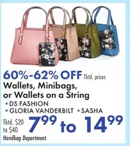 Boscov's Wallets, Minibags, or Wallets on a String offer