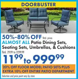 Boscov's ALMOST ALL Patio Dining Sets, Seating Sets, Umbrellas, & Cushions offer