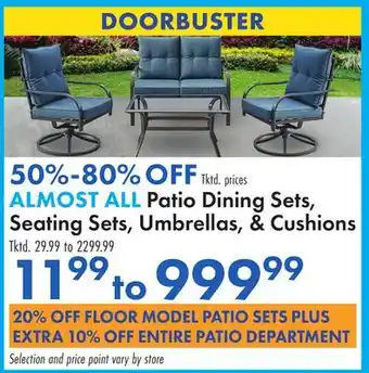Boscov's ALMOST ALL Patio Dining Sets, Seating Sets, Umbrellas, & Cushions offer
