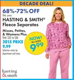 Boscov's HASTING & SMITH Fleece Separates offer