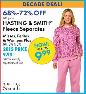 Boscov's HASTING & SMITH Fleece Separates offer