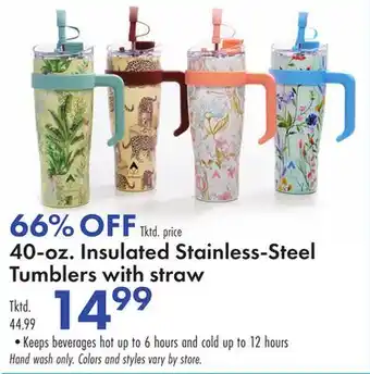 Boscov's 40-oz. Insulated Stainless-Steel Tumblers with straw offer