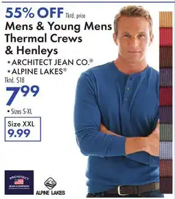 Boscov's Mens & Young Mens Thermal Crews & Henleys offer
