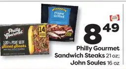 Weis Markets Philly Gourmet Sandwich Steaks 21 oz John Soules 16 oz offer