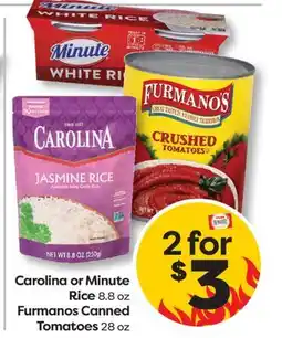 Weis Markets Carolina or Minute Rice 8.8 oz Furmanos Canned Tomatoes 28 oz offer