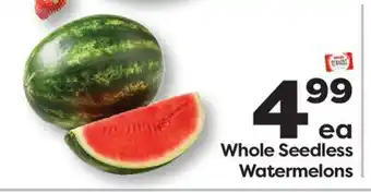 Weis Markets Whole Seedless Watermelons offer