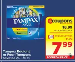 Weis Markets Tampax Radiant or Pearl Tampons offer