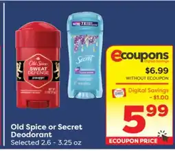 Weis Markets Old Spice or Secret Deodorant offer