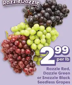 Weis Markets Razzle Red, Dazzle Green or Snazzle Black Seedless Grapes offer