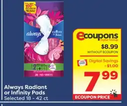 Weis Markets Always Radiant or Infinity Pads offer