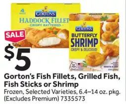 Stop&Shop Gorton's Fish Fillets, Grilled Fish, Fish Sticks or Shrimp offer