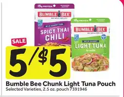 Stop&Shop Bumble Bee Chunk Light Tuna Pouch offer