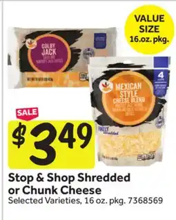 Stop&Shop Stop & Shop Shredded or Chunk Cheese offer