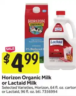 Stop&Shop Horizon Organic Milk or Lactaid Milk offer