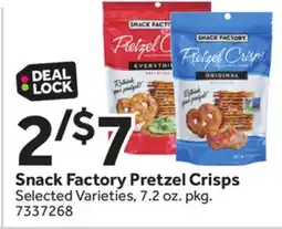 Stop&Shop Snack Factory Pretzel Crisps offer