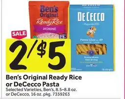 Stop&Shop Ben's Original Ready Rice or DeCecco Pasta offer