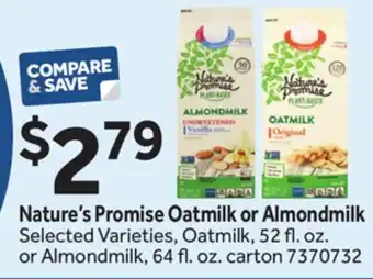 Stop&Shop Nature's Promise Oatmilk or Almondmilk offer