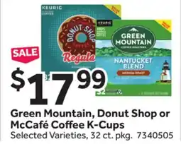 Stop&Shop Green Mountain, Donut Shop or McCafé Coffee K-Cups offer