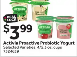 Stop&Shop Activia Proactive Probiotic Yogurt offer
