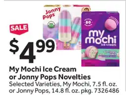 Stop&Shop My Mochi Ice Cream or Jonny Pops Novelties offer