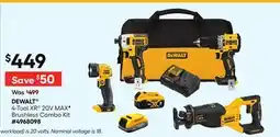 Lowe's 4-Tool XR 20V MAX♦ Brushless Combo Kit offer