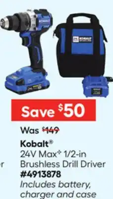 Lowe's Kobalt 24V MaxC 1/2-in Brushless Drill Driver offer