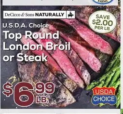 DeCicco & Sons U.S.D.A. Choice Top Round Broil or Steak offer