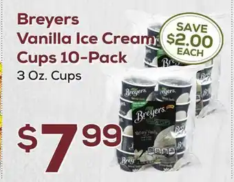 DeCicco & Sons Breyers Vanilla Ice Cream Cups 10-Pack offer