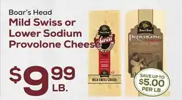 DeCicco & Sons Boar's Head Mild Swiss or Lower Sodium Provolone Cheese offer