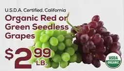 DeCicco & Sons Organic Red or Green Seedless Grapes offer