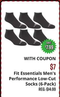Big 5 Fit Essentials Men's Performance Low-Cut Socks (6-Pack) offer