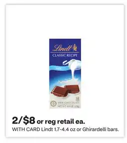 CVS Lindt 1.7-4.4 oz or Ghirardelli bars offer