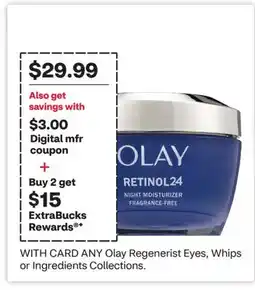 CVS ANY Olay Regenerist Eyes, Whips or Ingredients Collections offer