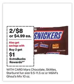 CVS Mars Chocolate, Skittles, Starburst fun size 9.5-11.5 oz or M & M' s Ghoul's Mix 10 oz offer