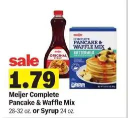 Meijer Meijer Complete Pancake & Waffle Mix or Syrup offer