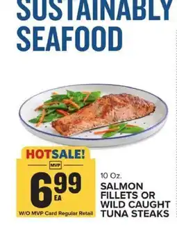 Food Lion Salmon Fillets or Wild Caught Tuna Steaks offer