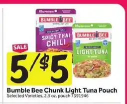 Stop&Shop Bumble Bee Chunk Light Tuna Pouch offer