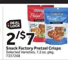 Stop&Shop Snack Factory Pretzel Crisps offer