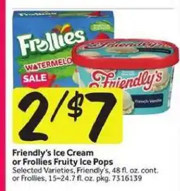 Stop&Shop Friendly's Ice Cream or Frollies Fruity Ice Pops offer