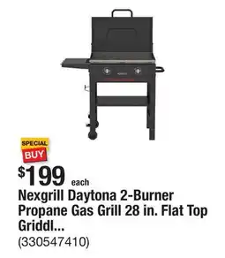 The Home Depot Nexgrill Daytona 2-Burner Propane Gas Grill 28 in. Flat Top Griddle in Black with Lid offer