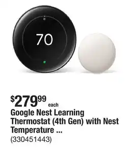 The Home Depot Google Nest Learning Thermostat (4th Gen) with Nest Temperature Sensor (2nd Gen) - Polished Obsidian offer