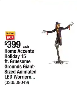 The Home Depot Home Accents Holiday 15 ft. Gruesome Grounds Giant-Sized Animated LED Worricrow H10 offer