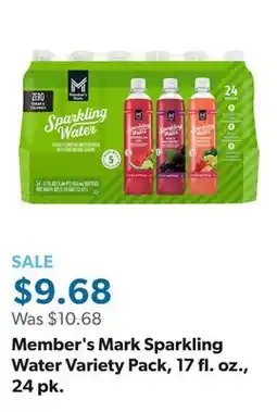 Sam's Club Member's Mark Sparkling Water Variety Pack, 17 fl. oz., 24 pk offer