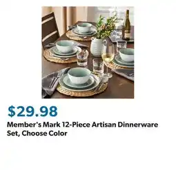 Sam's Club Member's Mark 12-Piece Artisan Dinnerware Set, Choose Color offer
