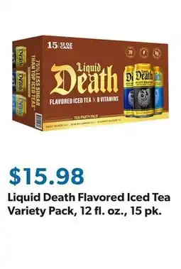 Sam's Club Liquid Death Flavored Iced Tea Variety Pack, 12 fl. oz., 15 pk offer