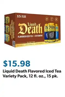 Sam's Club Liquid Death Flavored Iced Tea Variety Pack, 12 fl. oz., 15 pk offer